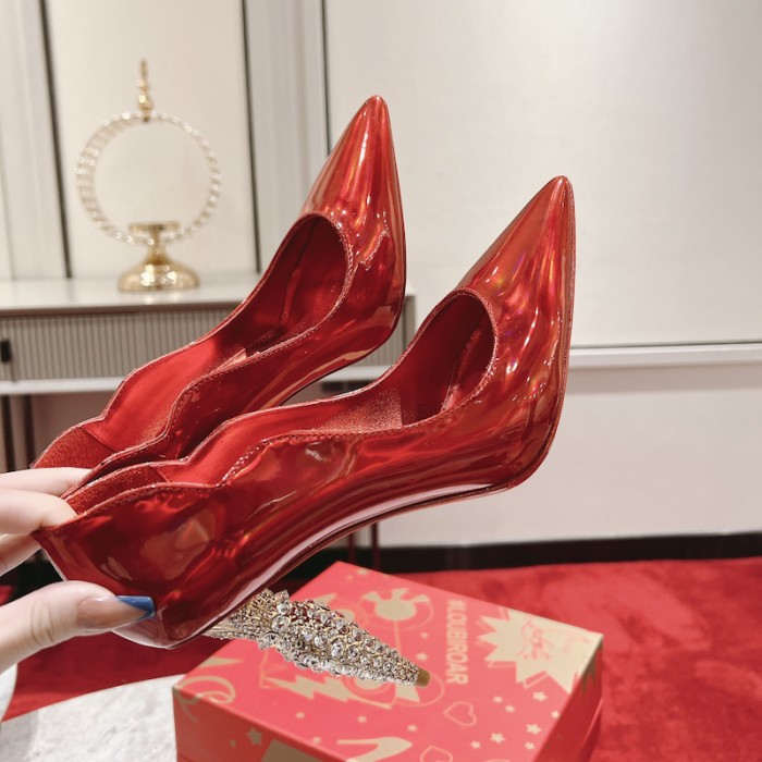 Ch**an louboutin lipstrass pump 100 mm red