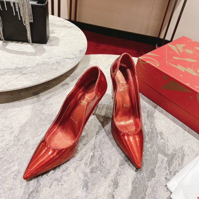 Ch**an louboutin lipstrass pump 100 mm red