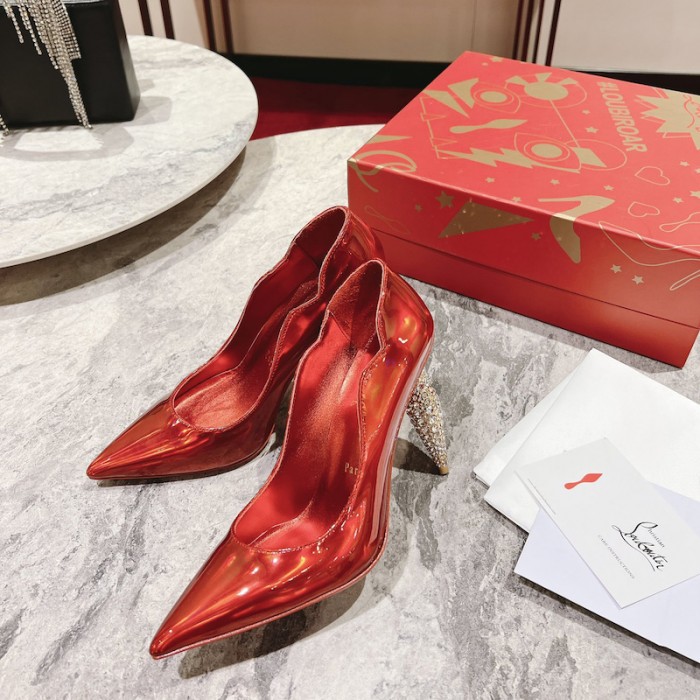 Ch**an louboutin lipstrass pump 100 mm red