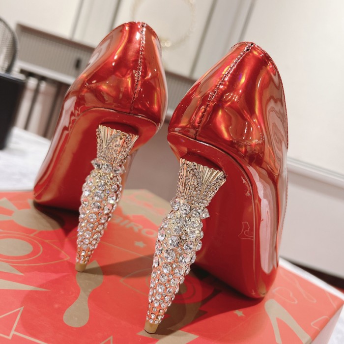 Ch**an louboutin lipstrass pump 100 mm red
