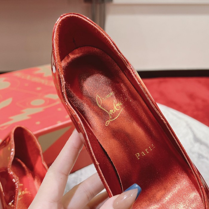 Ch**an louboutin lipstrass pump 100 mm red