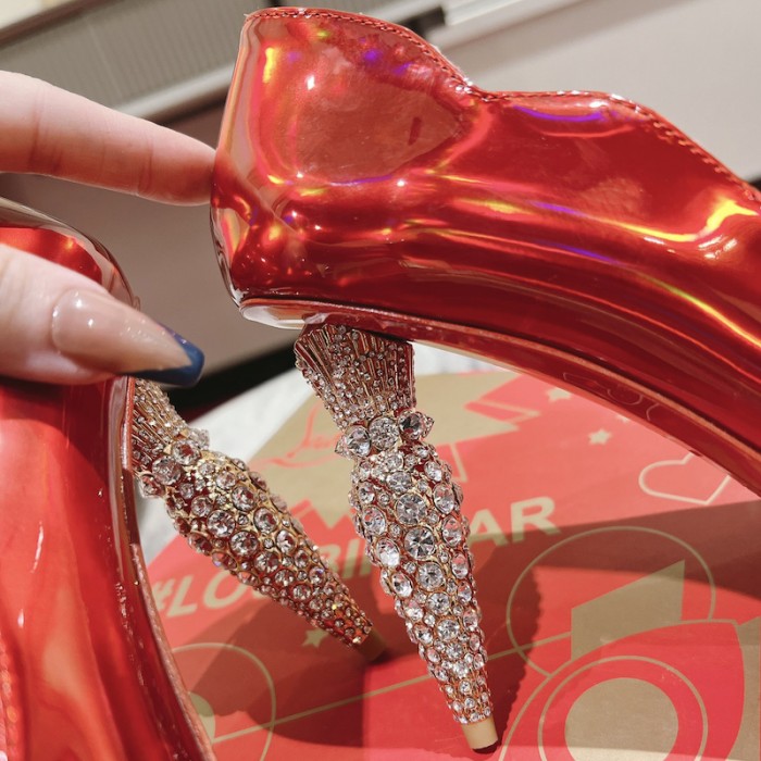 Ch**an louboutin lipstrass pump 100 mm red