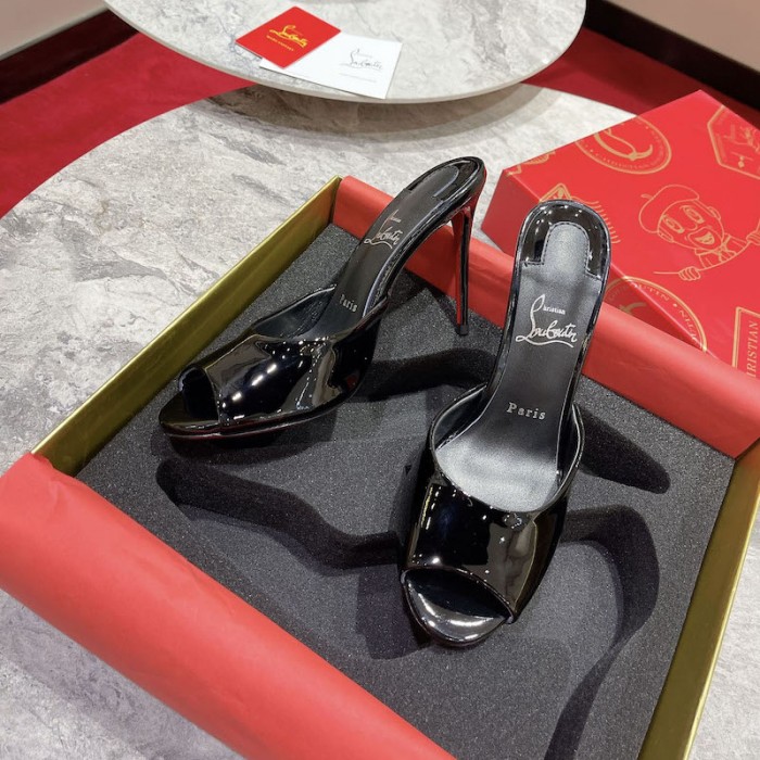 top quality Ch**an louboutin me dolly 100mm heel sandal patent black