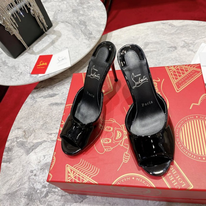 top quality Ch**an louboutin me dolly 100mm heel sandal patent black