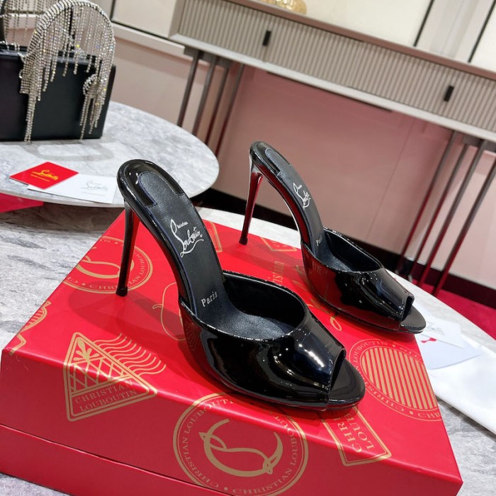 top quality Ch**an louboutin me dolly 100mm heel sandal patent black