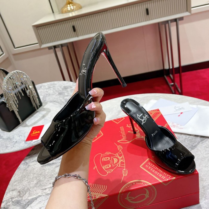 top quality Ch**an louboutin me dolly 100mm heel sandal patent black