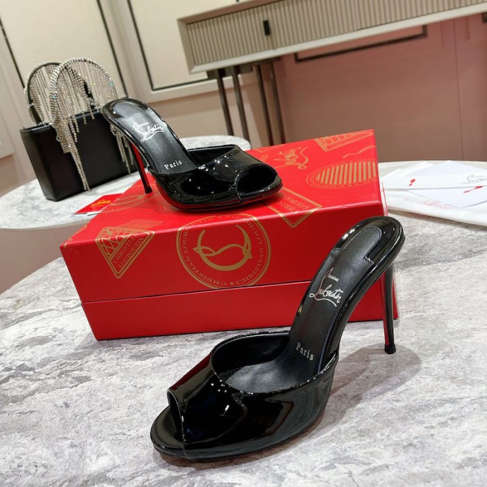 top quality Ch**an louboutin me dolly 100mm heel sandal patent black