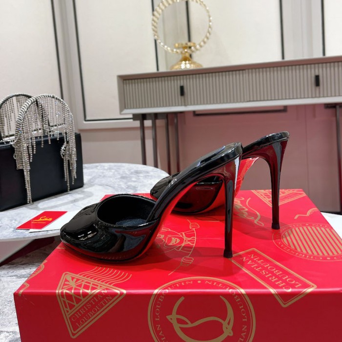 top quality Ch**an louboutin me dolly 100mm heel sandal patent black
