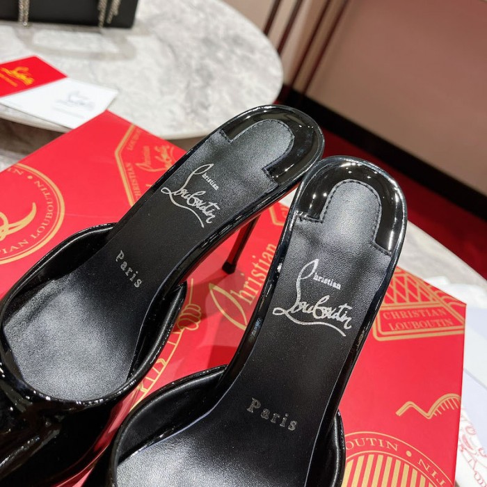 top quality Ch**an louboutin me dolly 100mm heel sandal patent black