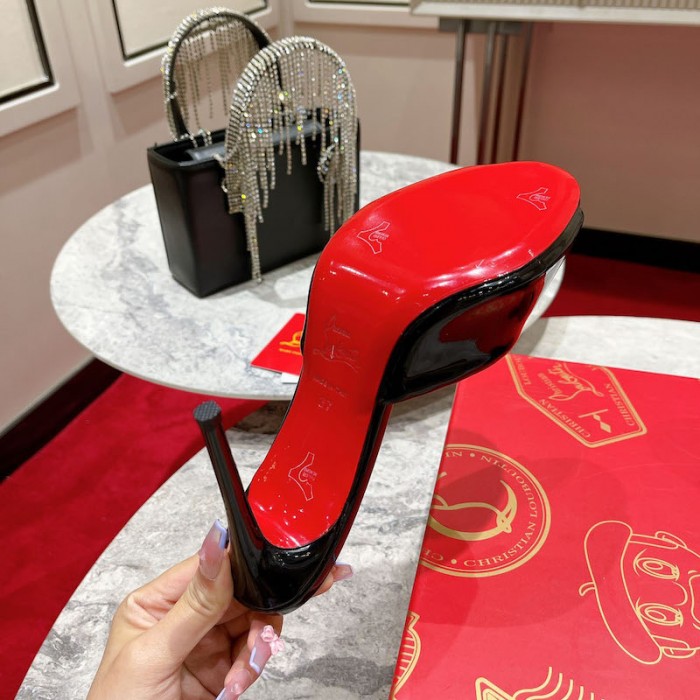 top quality Ch**an louboutin me dolly 100mm heel sandal patent black