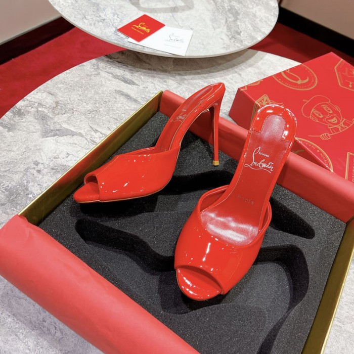 top quality Ch**an louboutin me dolly 100mm heel sandal patent red