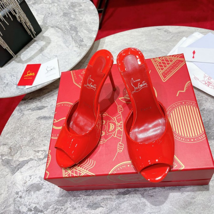 top quality Ch**an louboutin me dolly 100mm heel sandal patent red