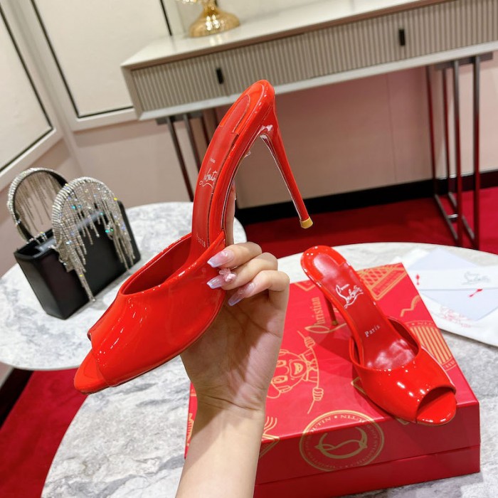 top quality Ch**an louboutin me dolly 100mm heel sandal patent red