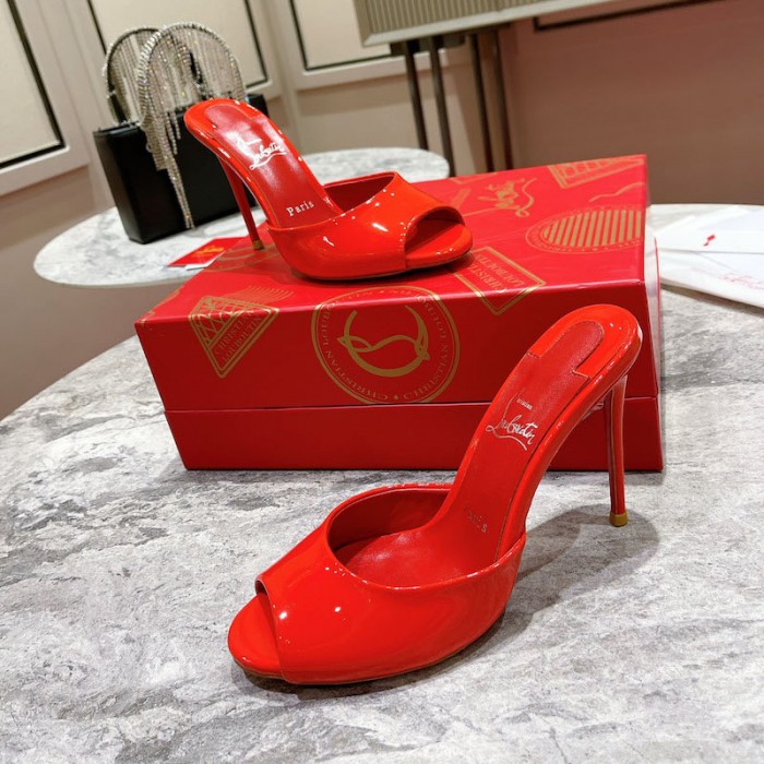 top quality Ch**an louboutin me dolly 100mm heel sandal patent red