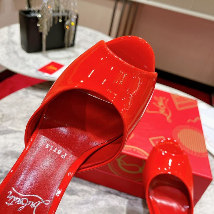 top quality Ch**an louboutin me dolly 100mm heel sandal patent red