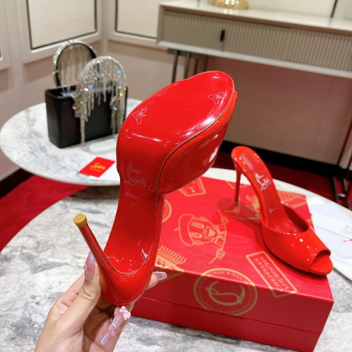 top quality Ch**an louboutin me dolly 100mm heel sandal patent red