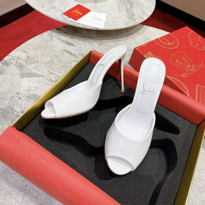 top quality Ch**an louboutin me dolly 100mm heel sandal patent white