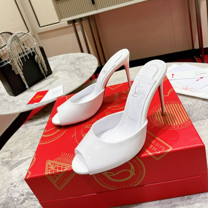 top quality Ch**an louboutin me dolly 100mm heel sandal patent white