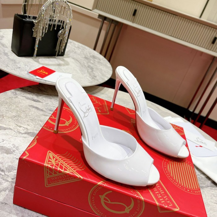 top quality Ch**an louboutin me dolly 100mm heel sandal patent white