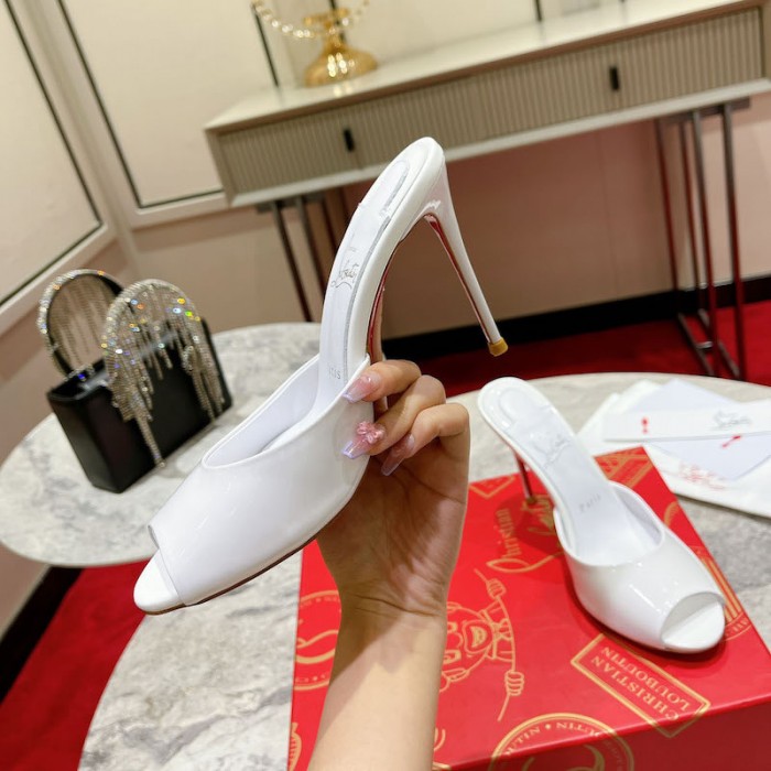 top quality Ch**an louboutin me dolly 100mm heel sandal patent white