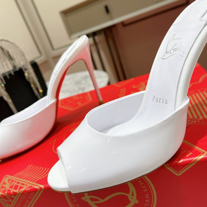 top quality Ch**an louboutin me dolly 100mm heel sandal patent white