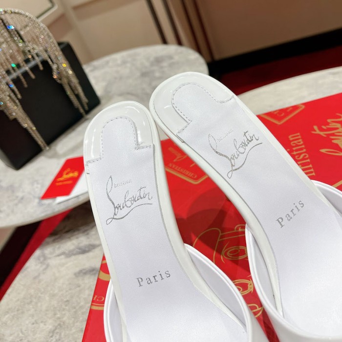 top quality Ch**an louboutin me dolly 100mm heel sandal patent white