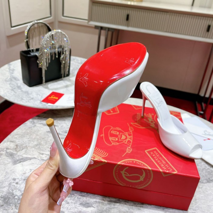 top quality Ch**an louboutin me dolly 100mm heel sandal patent white
