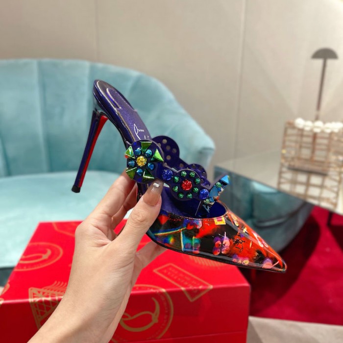 top quality Ch**an louboutin mmiss goldora patent leather pump 100mm