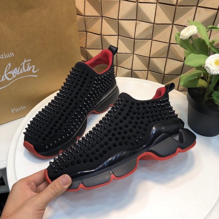 Ch**an louboutin spike sock flat sneakers black