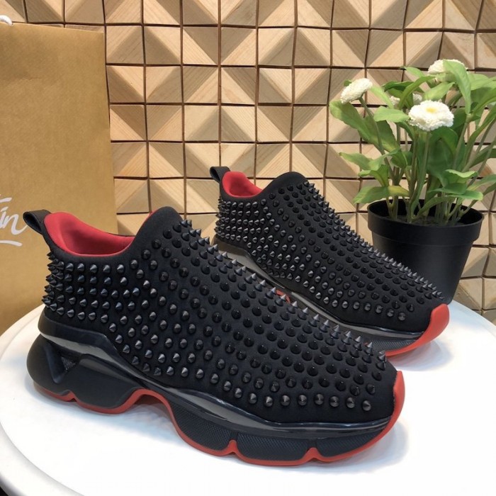 Ch**an louboutin spike sock flat sneakers black