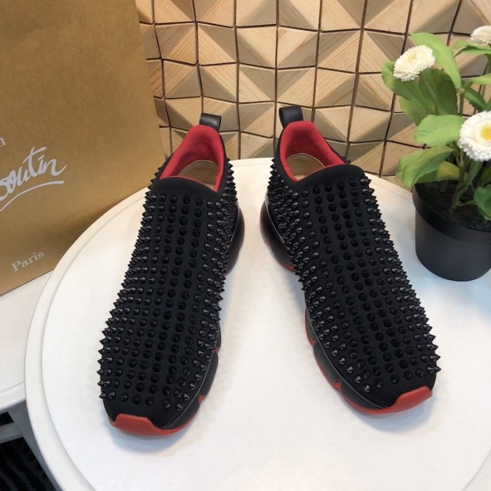 Ch**an louboutin spike sock flat sneakers black