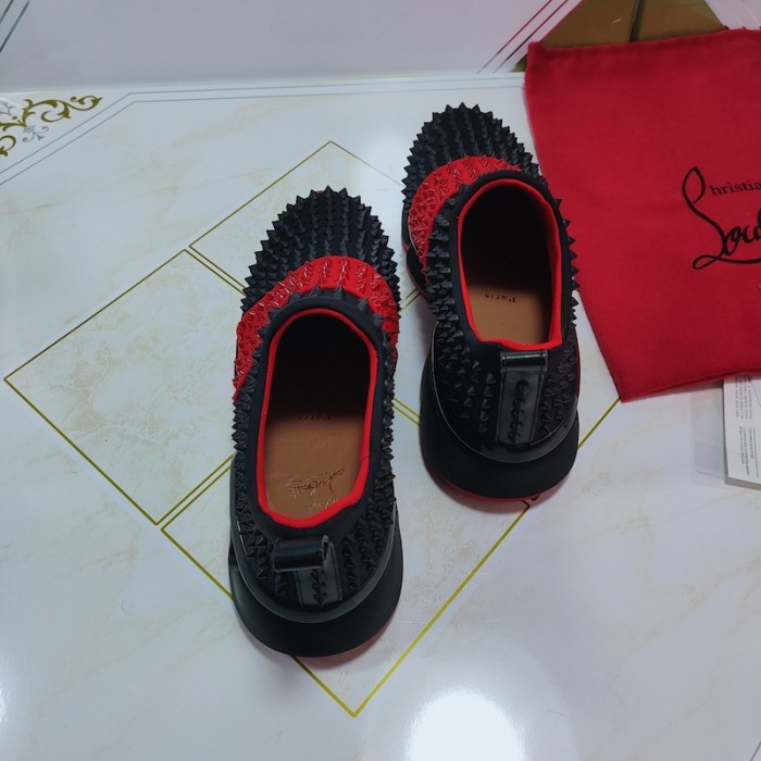 Ch**an louboutin spike sock flat sneakers black / red