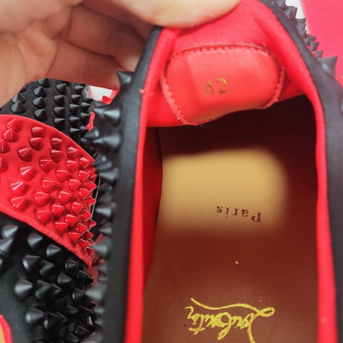 Ch**an louboutin spike sock flat sneakers black / red