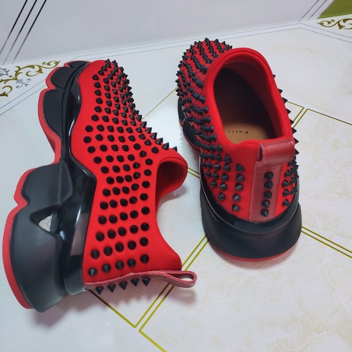 Ch**an louboutin spike sock flat sneakers red / black