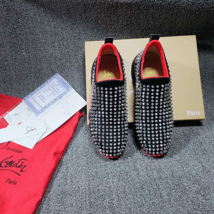 Ch**an louboutin spike sock flat sneakers black / silver