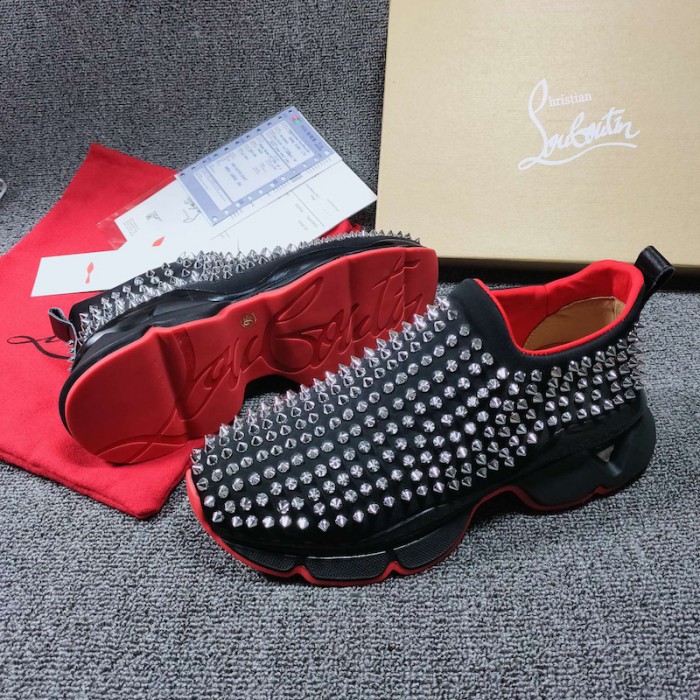Ch**an louboutin spike sock flat sneakers black / silver