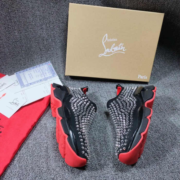 Ch**an louboutin spike sock flat sneakers black / silver