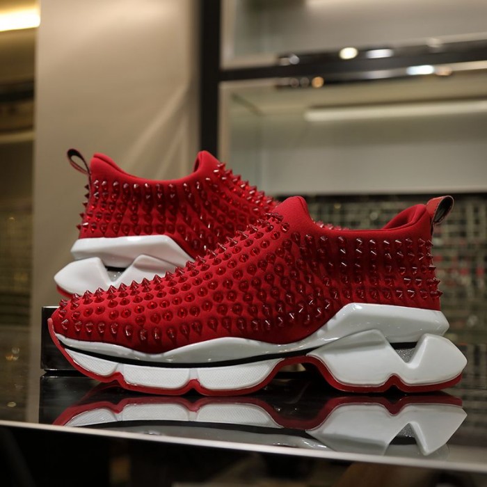 Ch**an louboutin spike sock flat sneakers red