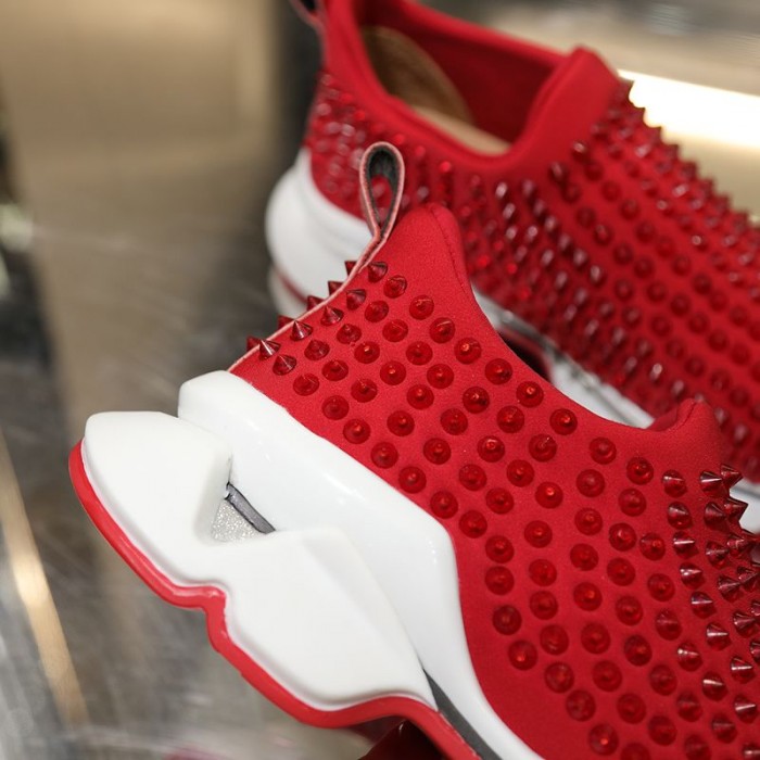 Ch**an louboutin spike sock flat sneakers red