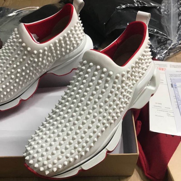Ch**an louboutin spike sock flat sneakers white