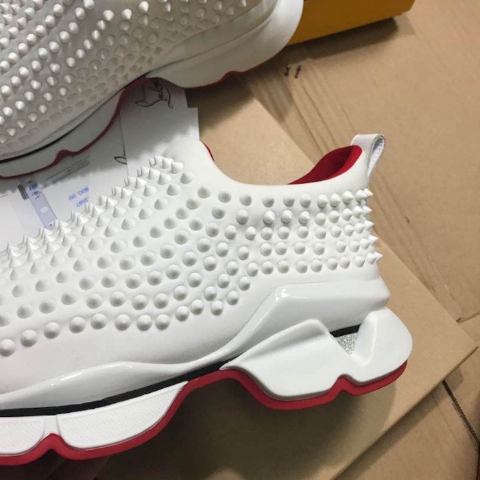 Ch**an louboutin spike sock flat sneakers white