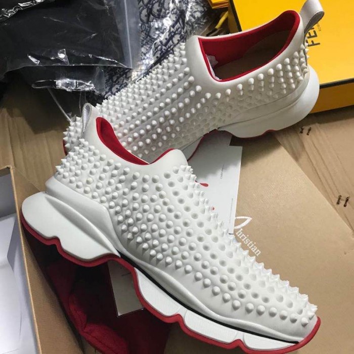 Ch**an louboutin spike sock flat sneakers white