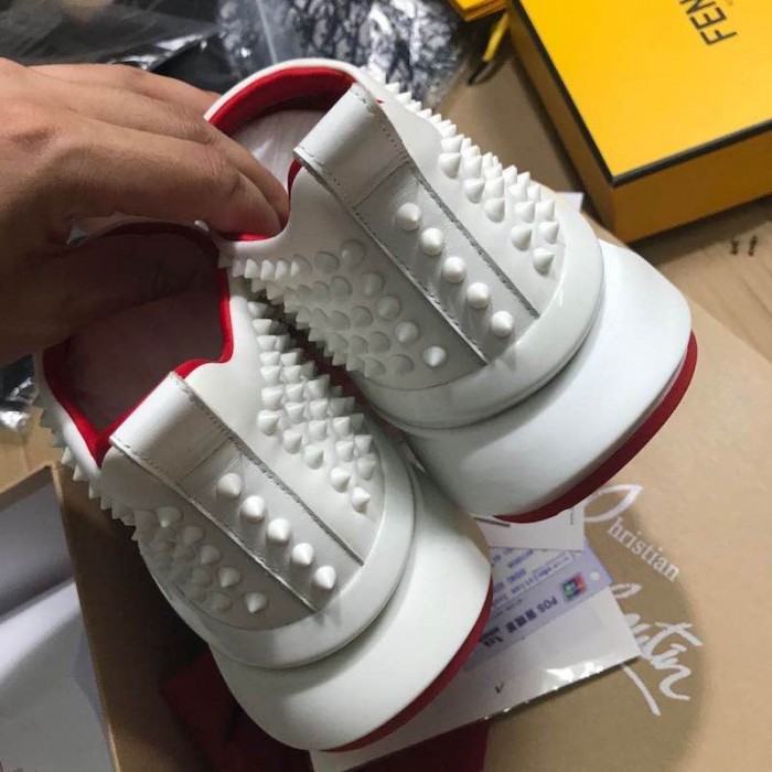 Ch**an louboutin spike sock flat sneakers white