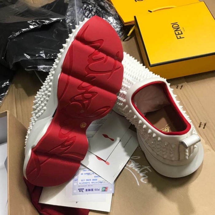 Ch**an louboutin spike sock flat sneakers white