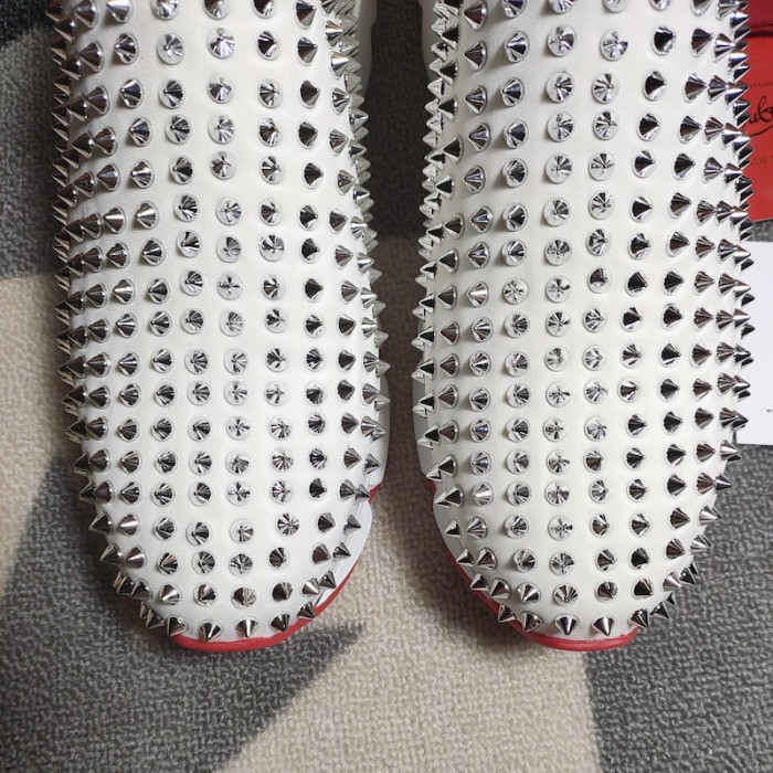 Ch**an louboutin spike sock flat sneakers white / silver
