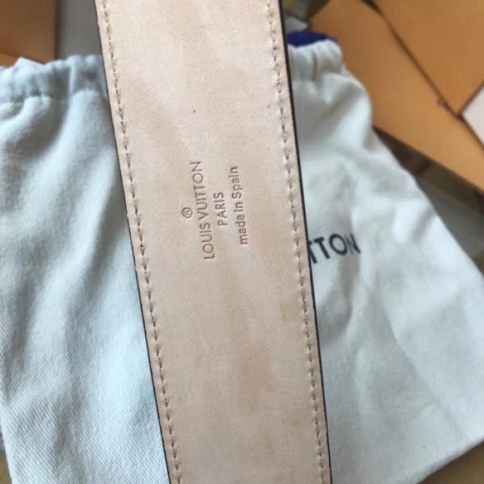 LV Damier Ebene Initiales Belt M9807 Brushed Gold
