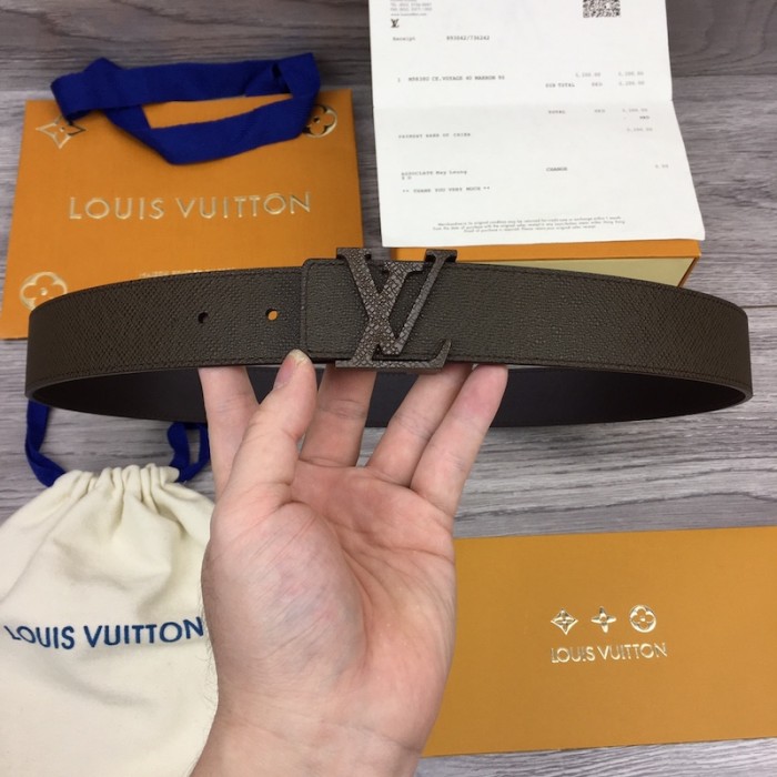 l**is V*t*n initiales 35mm taiga leather belt m9351