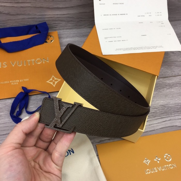 l**is V*t*n initiales 35mm taiga leather belt m9351