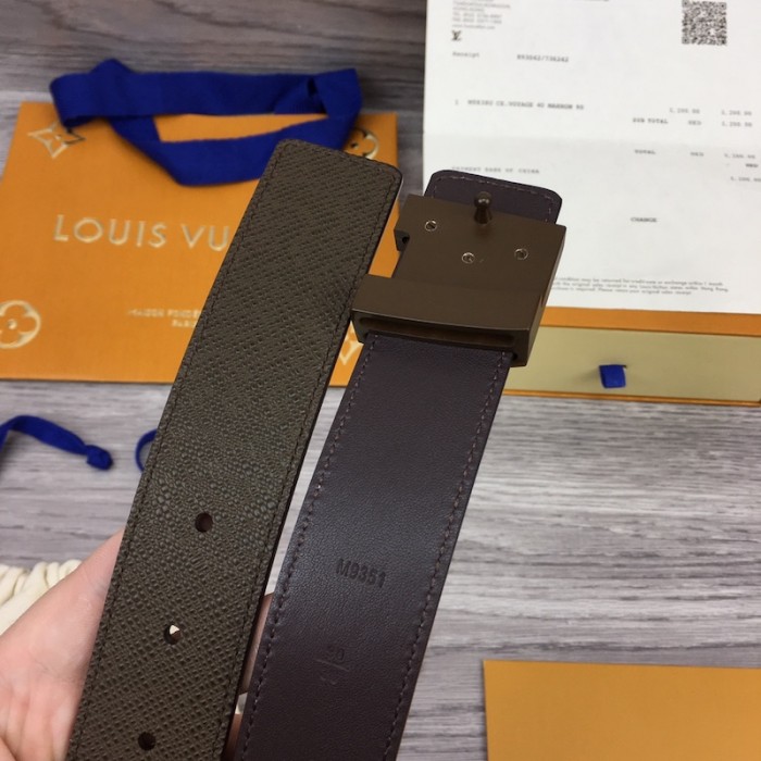 l**is V*t*n initiales 35mm taiga leather belt m9351