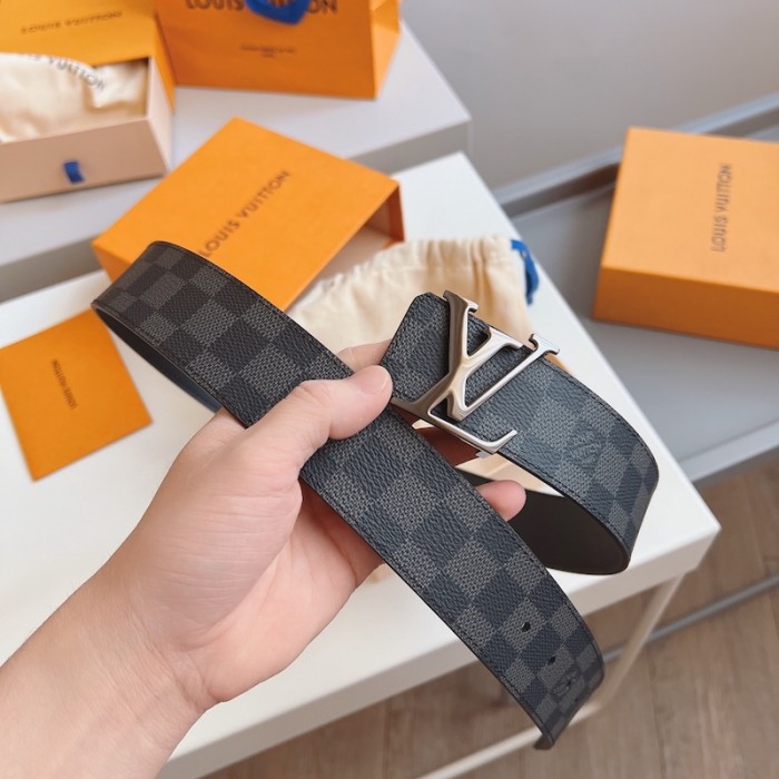 l**is V*t*n damier graphite initiales 40mm reversible belt m0213